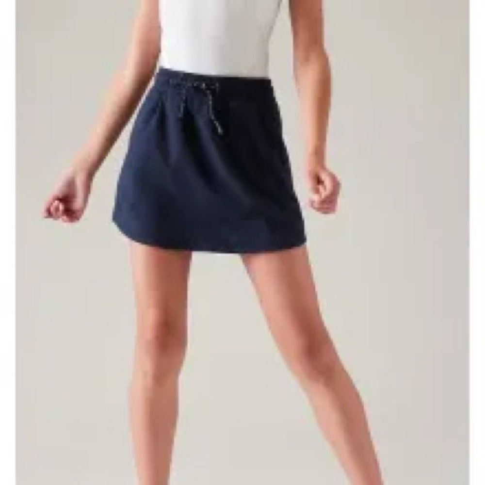 Athleta Girl XL/14 Retrochill Skort Navy Blue Skirt Drawcord Pockets Athletic